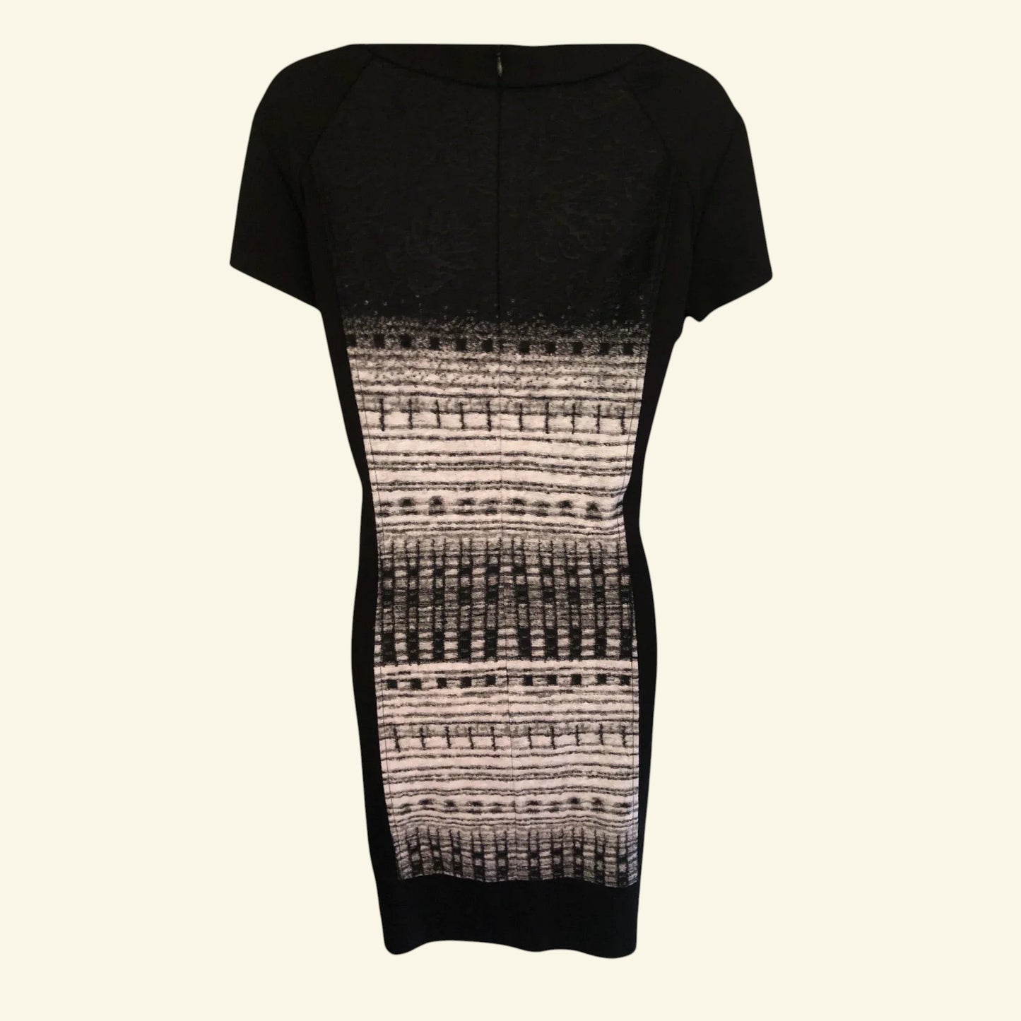 Marie Mero Black & White Silhouette Pencil Dress UK 16 US 12 EU 44 - Timelessfashions