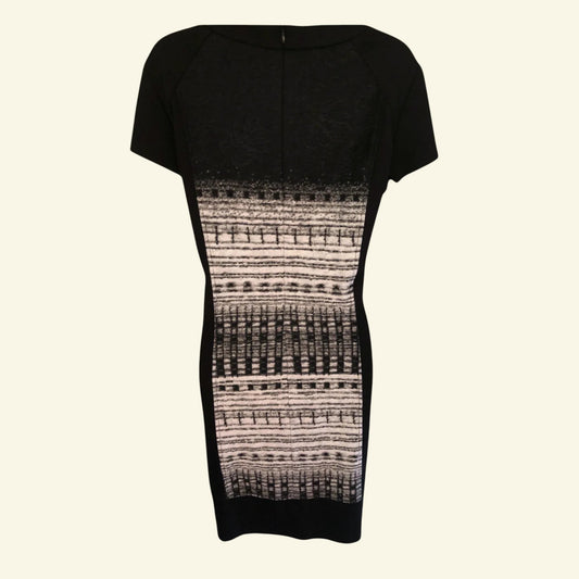 Marie Mero Black & White Silhouette Pencil Dress UK 16 US 12 EU 44 - Timelessfashions