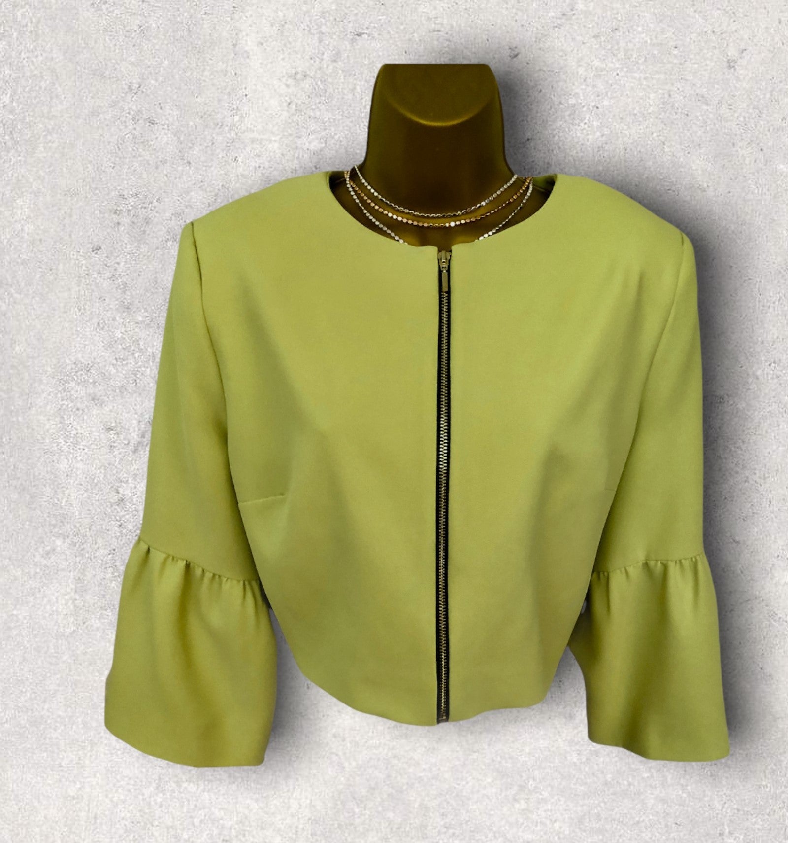 Michaela Louisa Lime Green Zip Short Jacket UK 16 US 12 EU 44 BNWT RRP £140.00 Timeless Fashions
