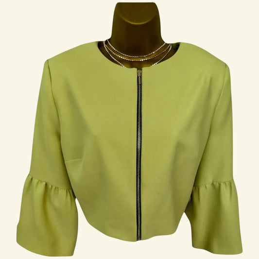Michaela Louisa Lime Green Zip Short Jacket UK 16 US 12 EU 44 - Timelessfashions