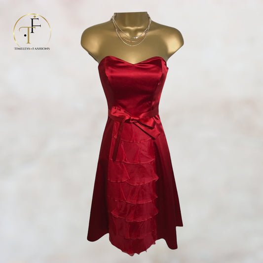 Coast Red Satin & Silk Organza Dress UK 8 US 4 EU 36 Timeless Fashions