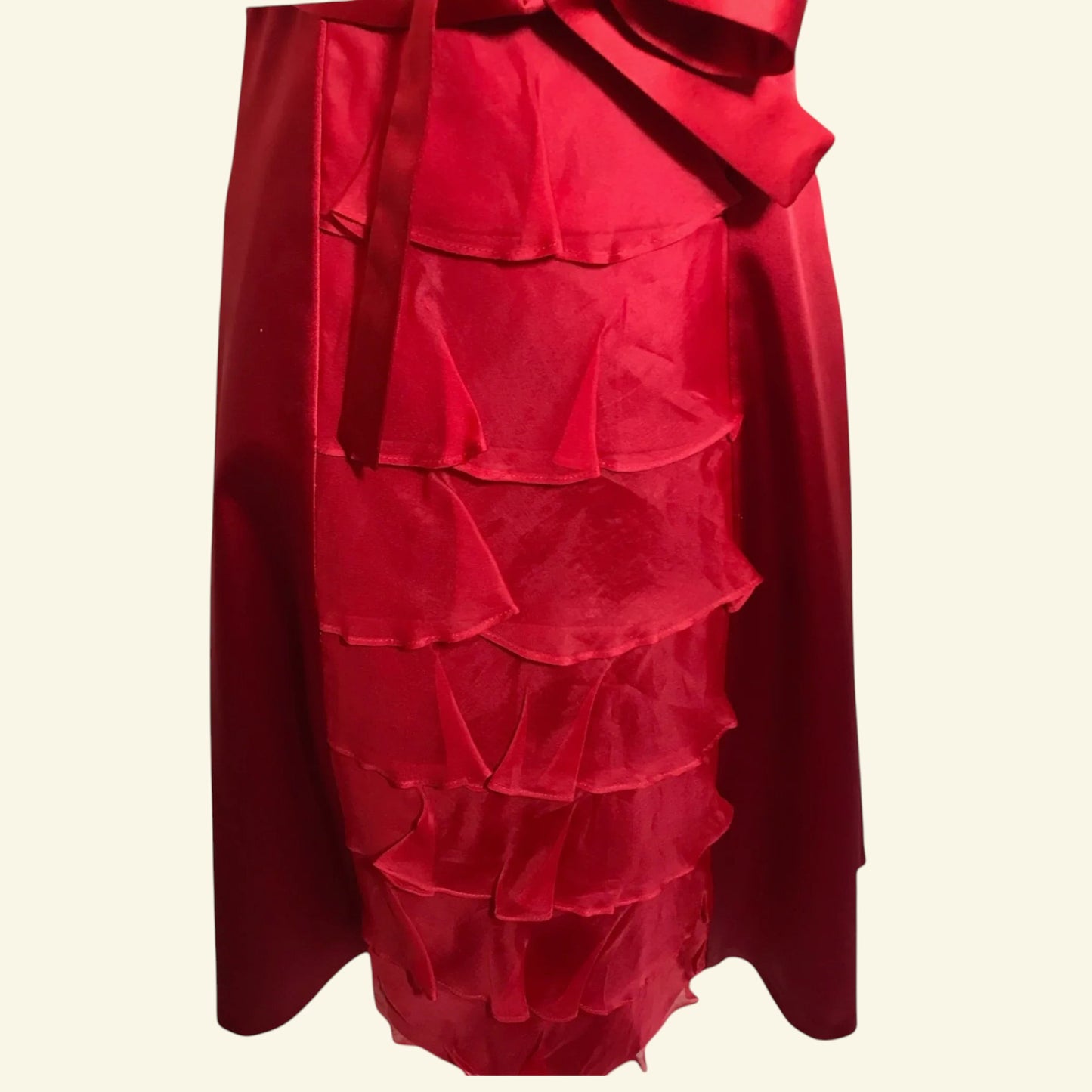 Coast Red Satin & Silk Organza Dress UK 8 US 4 EU 36 - Timelessfashions