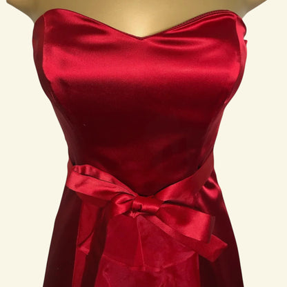 Coast Red Satin & Silk Organza Dress UK 8 US 4 EU 36 - Timelessfashions