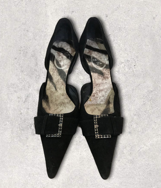 Linea Bruna Black Suede Court Shoes UK 5.5 US 8 EU 39 Timeless Fashions
