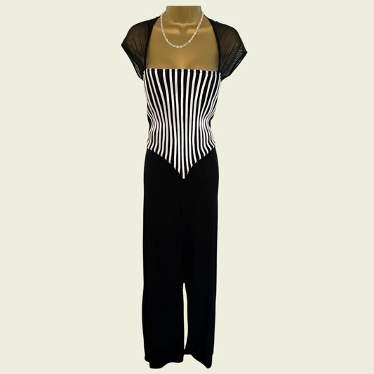 Joseph Ribkoff Couture Vintage Black & White Jumpsuit UK 14 US 10 EU 42 - Timelessfashions