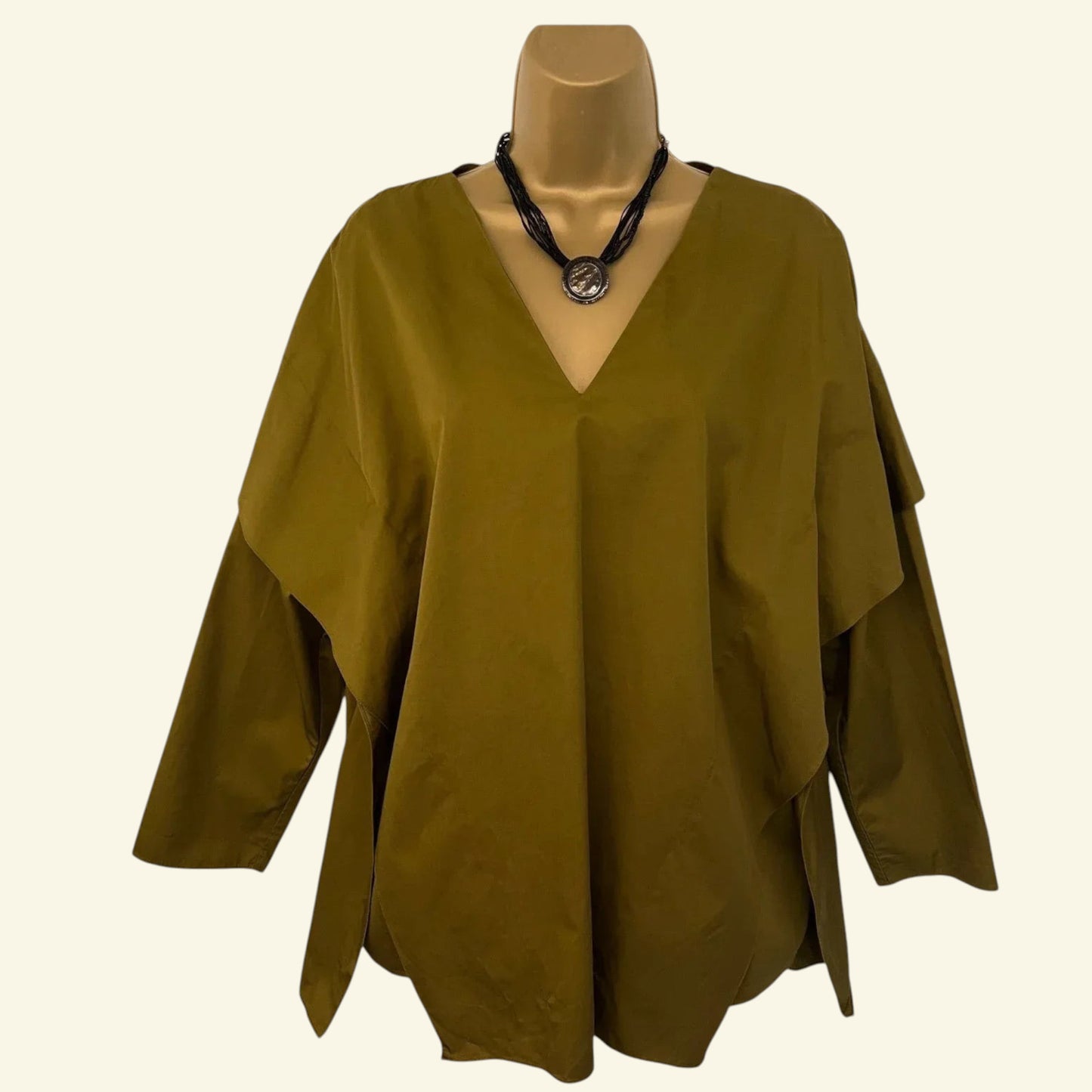 Cos Khaki Oversize Long Sleeve Cotton Tunic Top UK 10 US 6 EU 38 - Timelessfashions