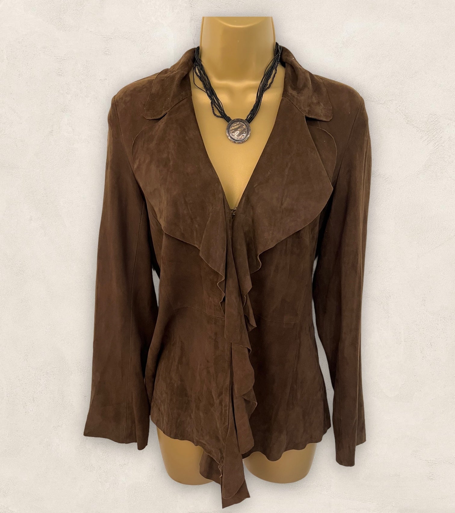 CN Vintage Butter Soft Chocolate Suede Jacket Size XS Approx UK 12 US 8 EU 40 Timeless Fashions
