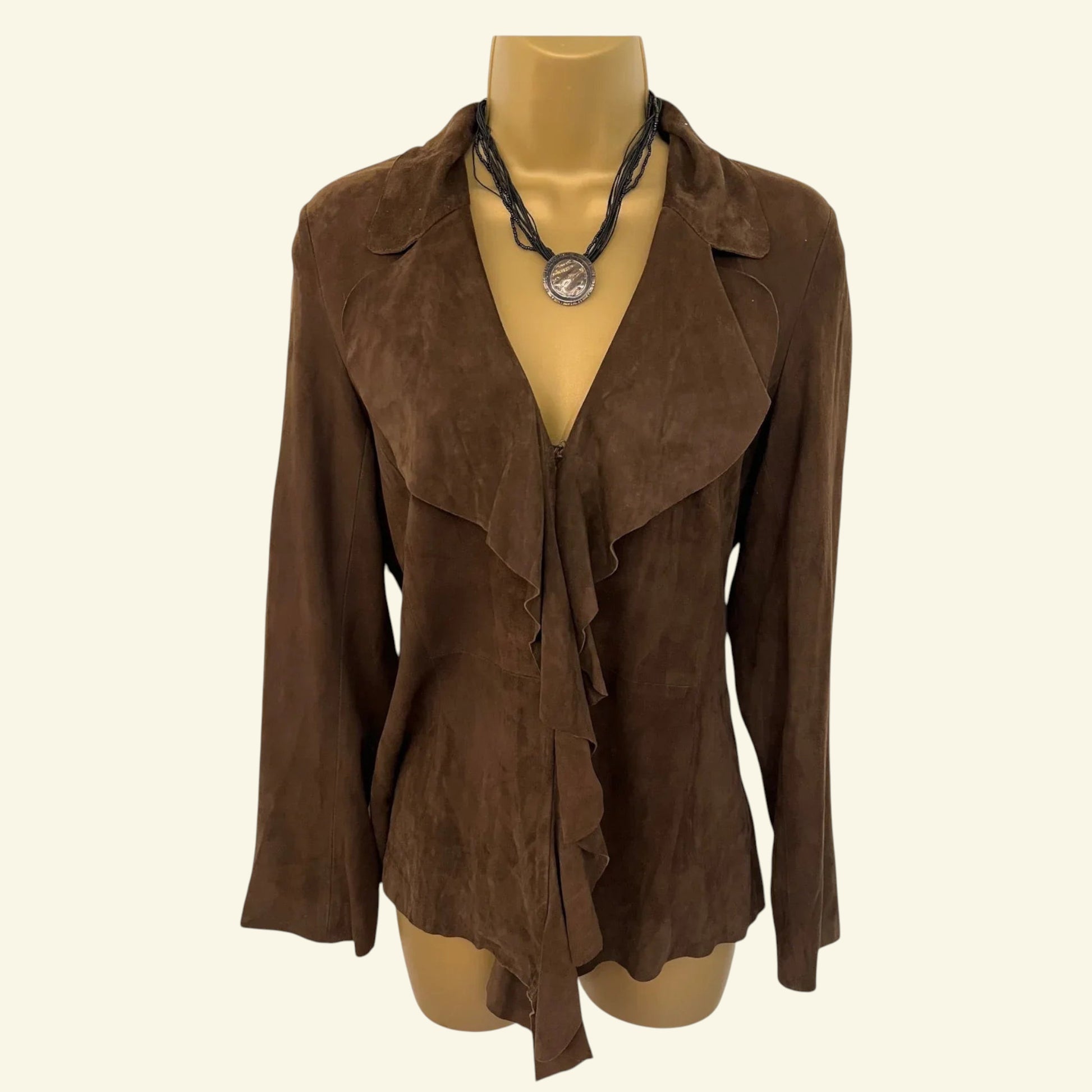 CN Vintage Butter Soft Chocolate Suede Jacket Size XS Approx UK 12 US 8 EU 40 - Timelessfashions