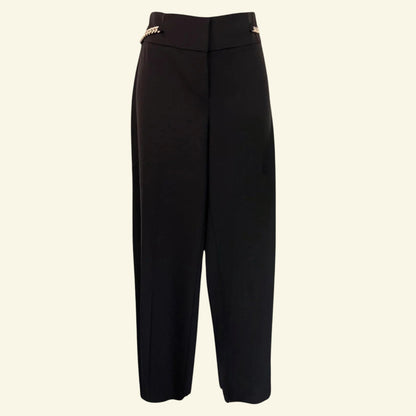 Michael Kors Black Tailored Trousers, Chain Detailing UK 12 US 4 EU 40 IT 44 - Timelessfashions