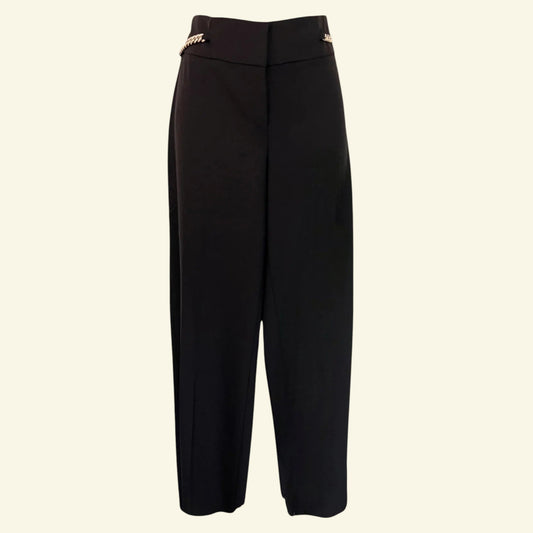 Michael Kors Black Tailored Trousers, Chain Detailing UK 12 US 4 EU 40 IT 44 - Timelessfashions