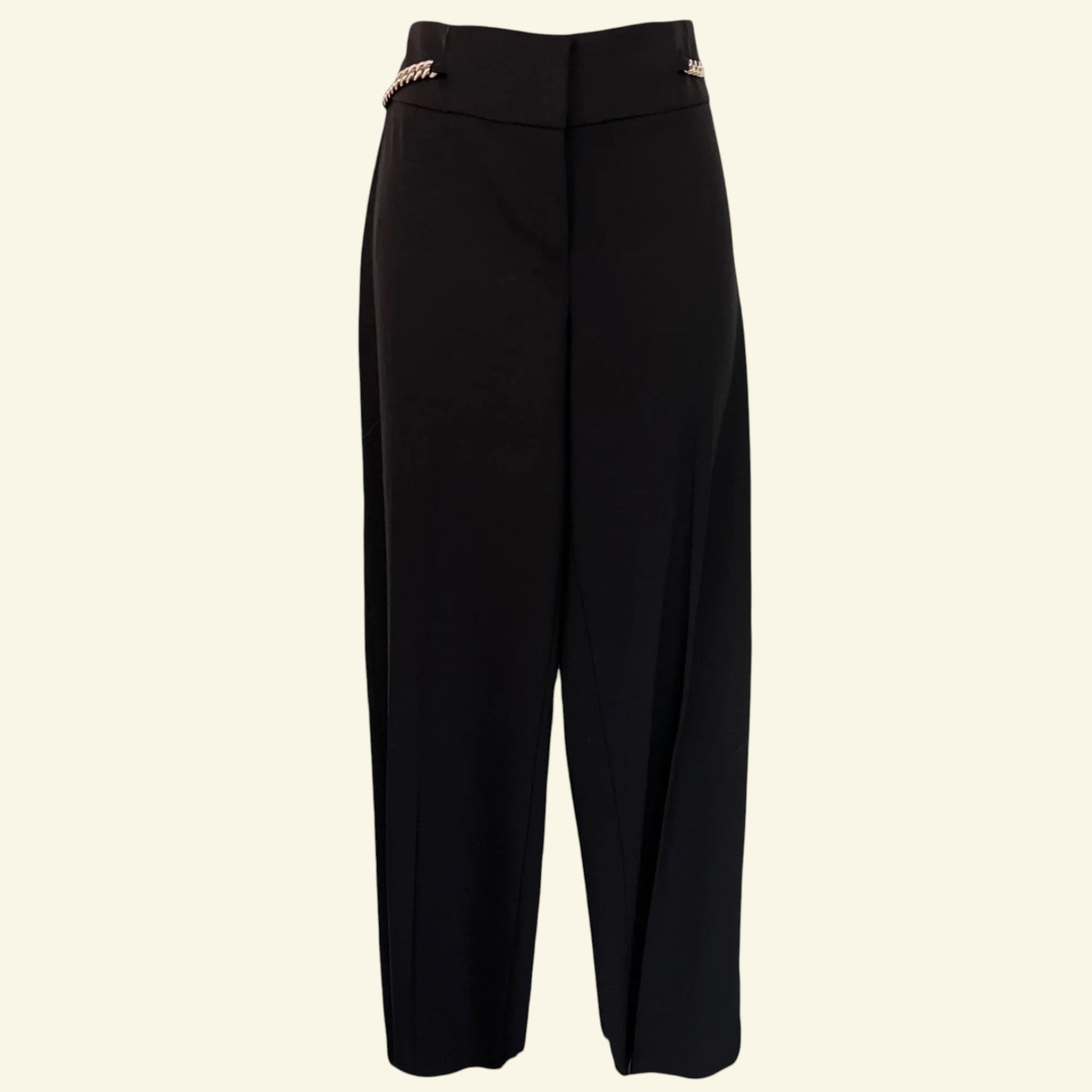 Michael Kors Black Tailored Trousers, Chain Detailing UK 12 US 4 EU 40 IT 44 - Timelessfashions