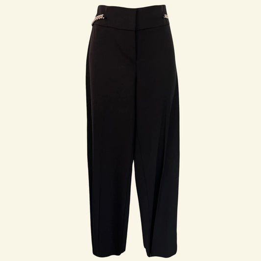 Michael Kors Black Tailored Trousers, Chain Detailing UK 12 US 4 EU 40 IT 44 - Timelessfashions