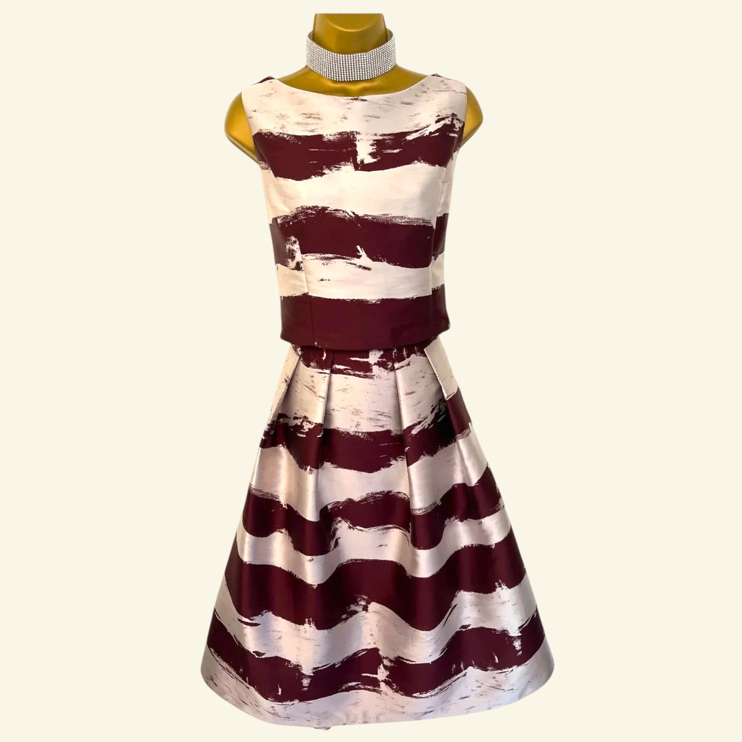 Phase Eight Burgundy & Metallic Silver Skirt & Top UK 14 US 10 EU 42 - Timelessfashions