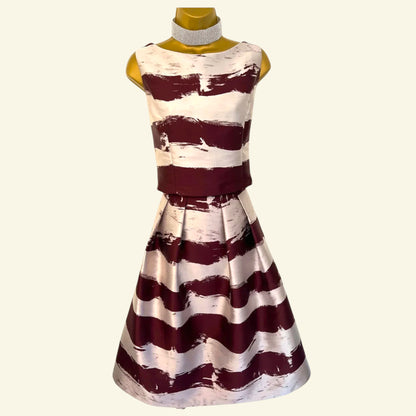 Phase Eight Burgundy & Metallic Silver Skirt & Top UK 14 US 10 EU 42 - Timelessfashions