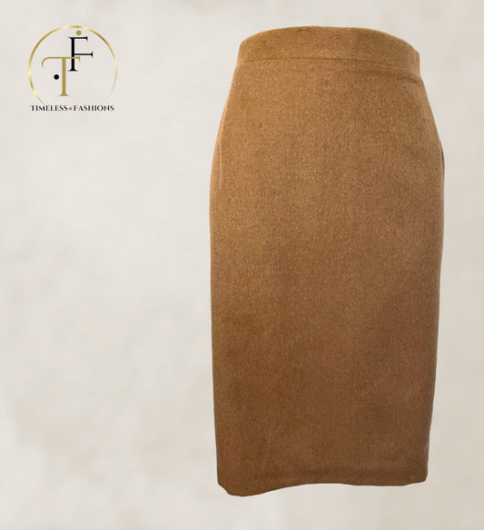 Antonio D'errico Womens Camel Hair Pencil Skirt, Business, Office EU 42 US 10 UK 14 Timeless Fashions