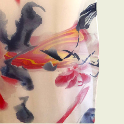 Swatch showing floral colours on beige background