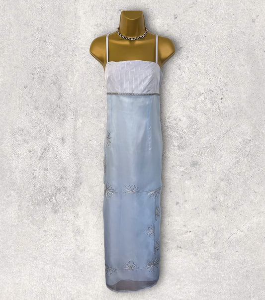 Zapa Ice Blue, Long Organza Snowflake Dress UK 12 US 8 EU 40 BNWT RRP £245 Timeless Fashions