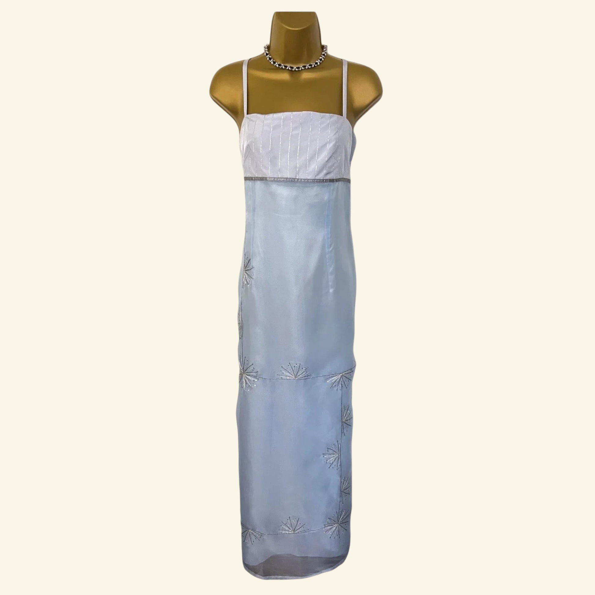 Zapa Ice Blue Long Organza Snowflake Dress UK 14 US 10 EU 42 - Timelessfashions