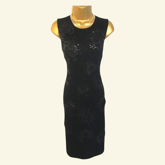 Fenn Wright Manson Ponte Roma Black Wool Dress UK 12 US 8 EU 40 - Timelessfashions