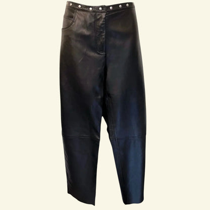 Armani Jeans Womens Black Leather Vintage Trousers UK 14/16 US 10/12 EU 42/44 - Timelessfashions