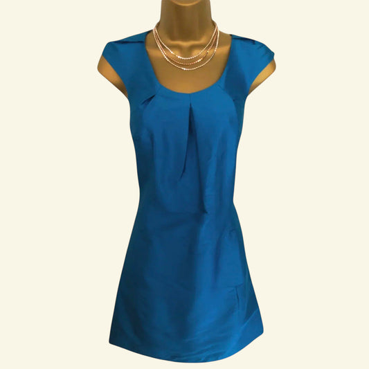 Oasis Turquoise Silk Mini Dress UK 10 US 6 EU 38 - Timelessfashions