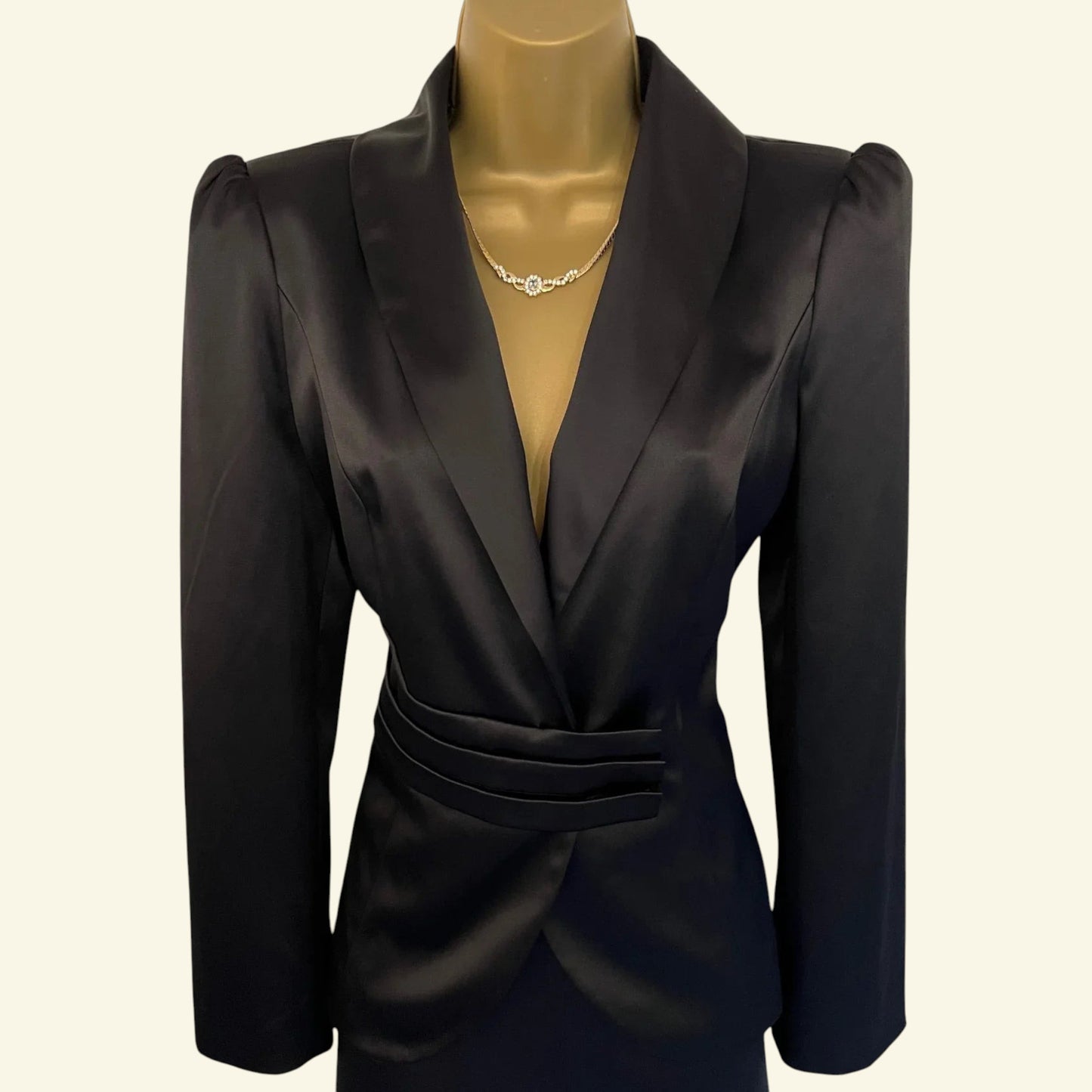 GIVe Black Satin Special Occasion Formal Jacket UK 12 US 8 EU 40 - Timelessfashions