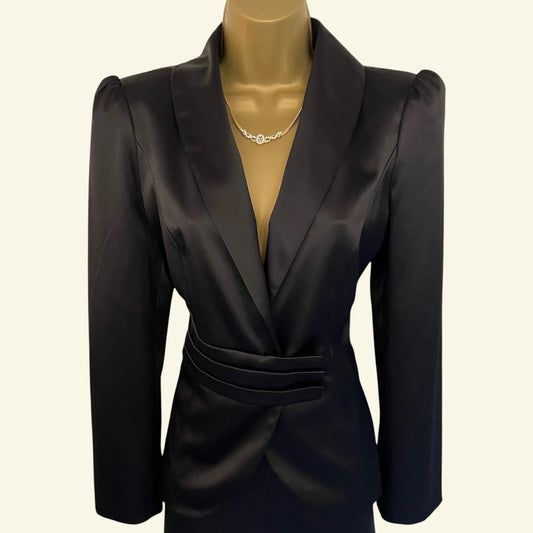 GIVe Black Satin Special Occasion Formal Jacket UK 12 US 8 EU 40 - Timelessfashions