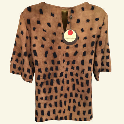 Marie Mero Brown Animal Print Short Sleeve Top UK 10 US 6 EU 38 - Timelessfashions