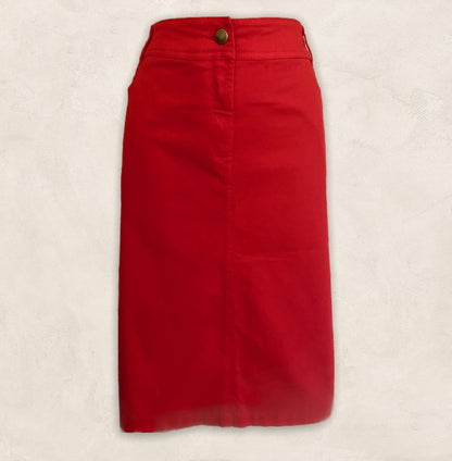 Pomodoro Womens Red Cotton Pencil Skirt UK 18 US 14 EU 46 Timeless Fashions