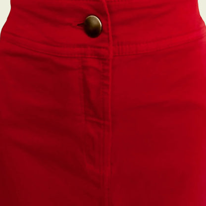Pomodoro Women's Red Cotton Pencil Skirt UK 16 US 12 EU 44 - Timelessfashions