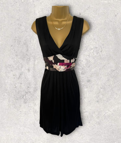 Ted Baker Black Silky Floral Tie Fit & Flare Dress UK 8 US 4 EU 36 Timeless Fashions