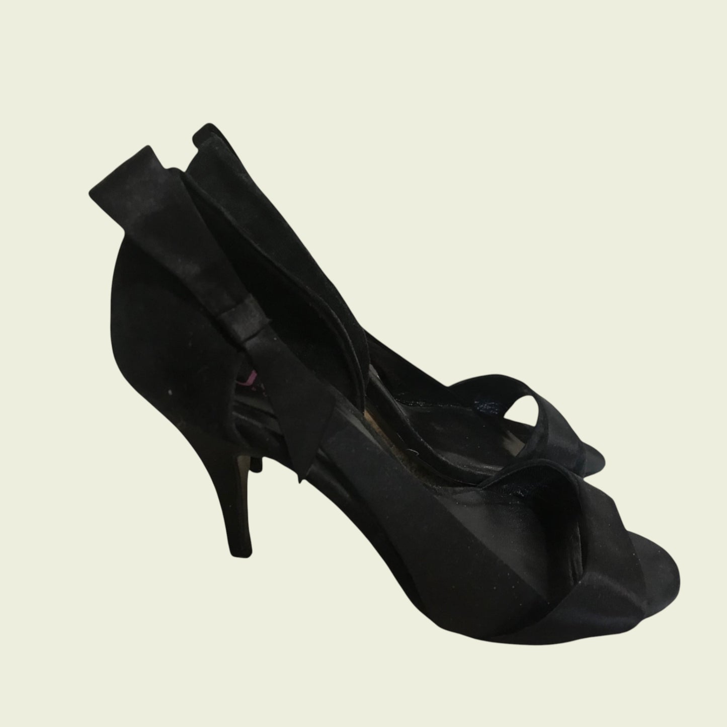 Jones Bootmaker Women's Black Suede Peep Toe Court Shoes UK 7