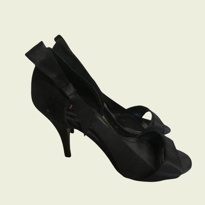 Jones Bootmaker Women's Black Suede Peep Toe Court Shoes UK 7