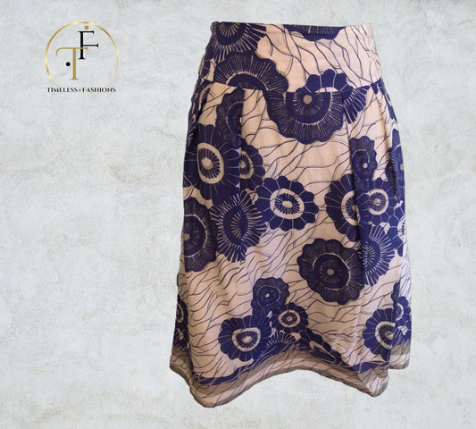 Dickins & Jones Purple & Ivory Cotton & Silk Skirt UK 12 US 8 EU 40 Timeless Fashions