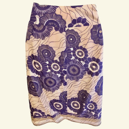 Dickins & Jones Purple & Ivory Cotton & Silk Skirt UK 12 US 8 EU 40 - Timelessfashions