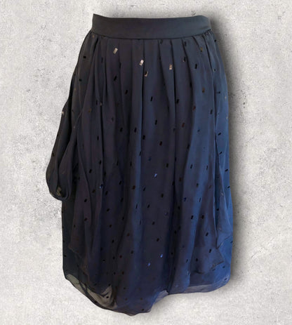 By Malene Birger Isoni Silk Sparkle Draped Skirt, Petrol Blue UK 8 US 4 EU 36 Timeless Fashions