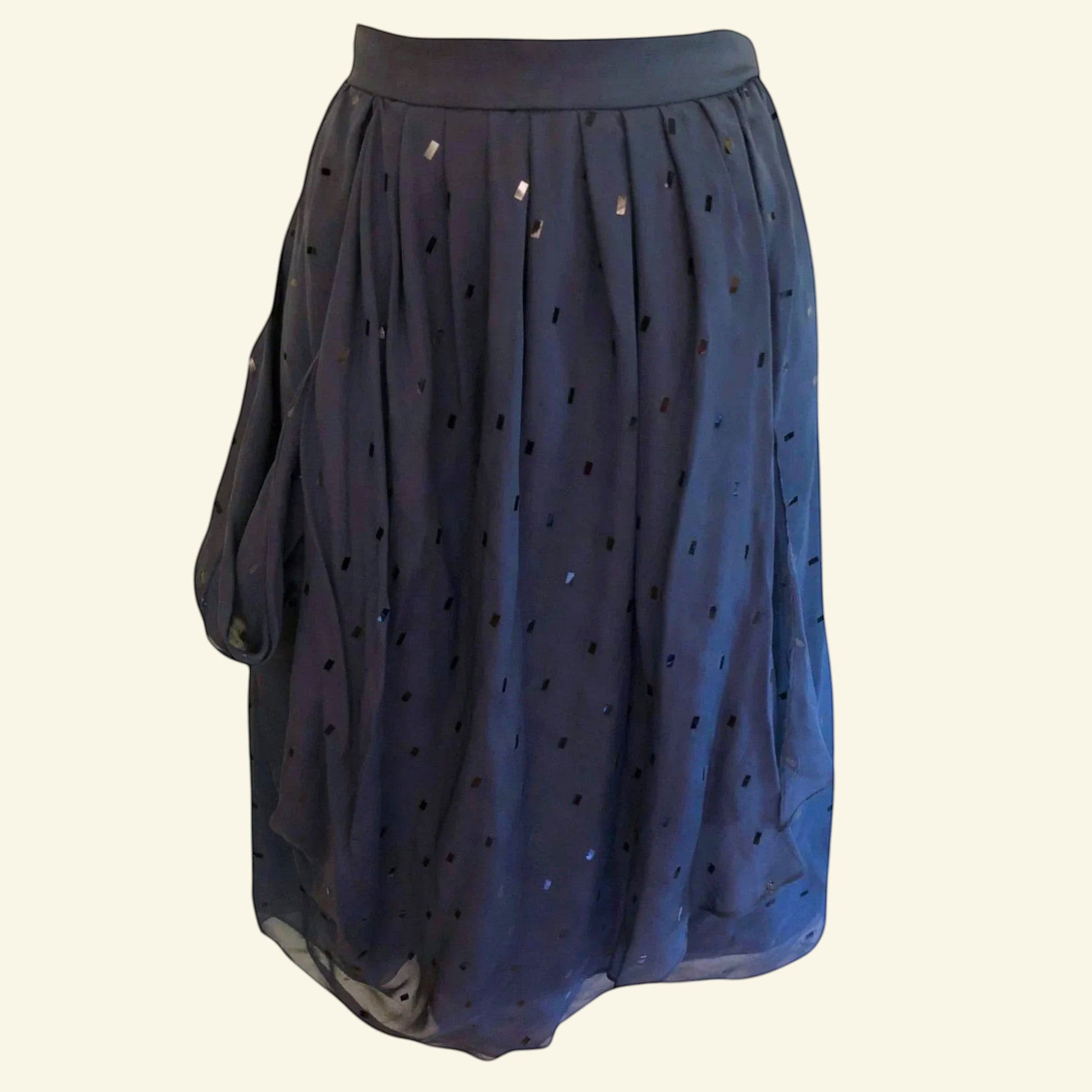 By Malene Birger Isoni Silk Sparkle Draped Skirt, Petrol Blue UK 8 US 4 EU 36 - Timelessfashions