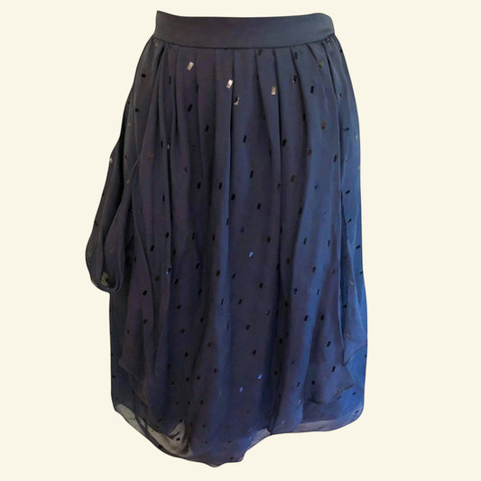 By Malene Birger Isoni Silk Sparkle Draped Skirt, Petrol Blue UK 8 US 4 EU 36 - Timelessfashions