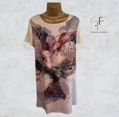 Great Plains Short Sleeved Multicoloured Shift Dress UK 14/16 us 10/12 eu 43/44 Timeless Fashions