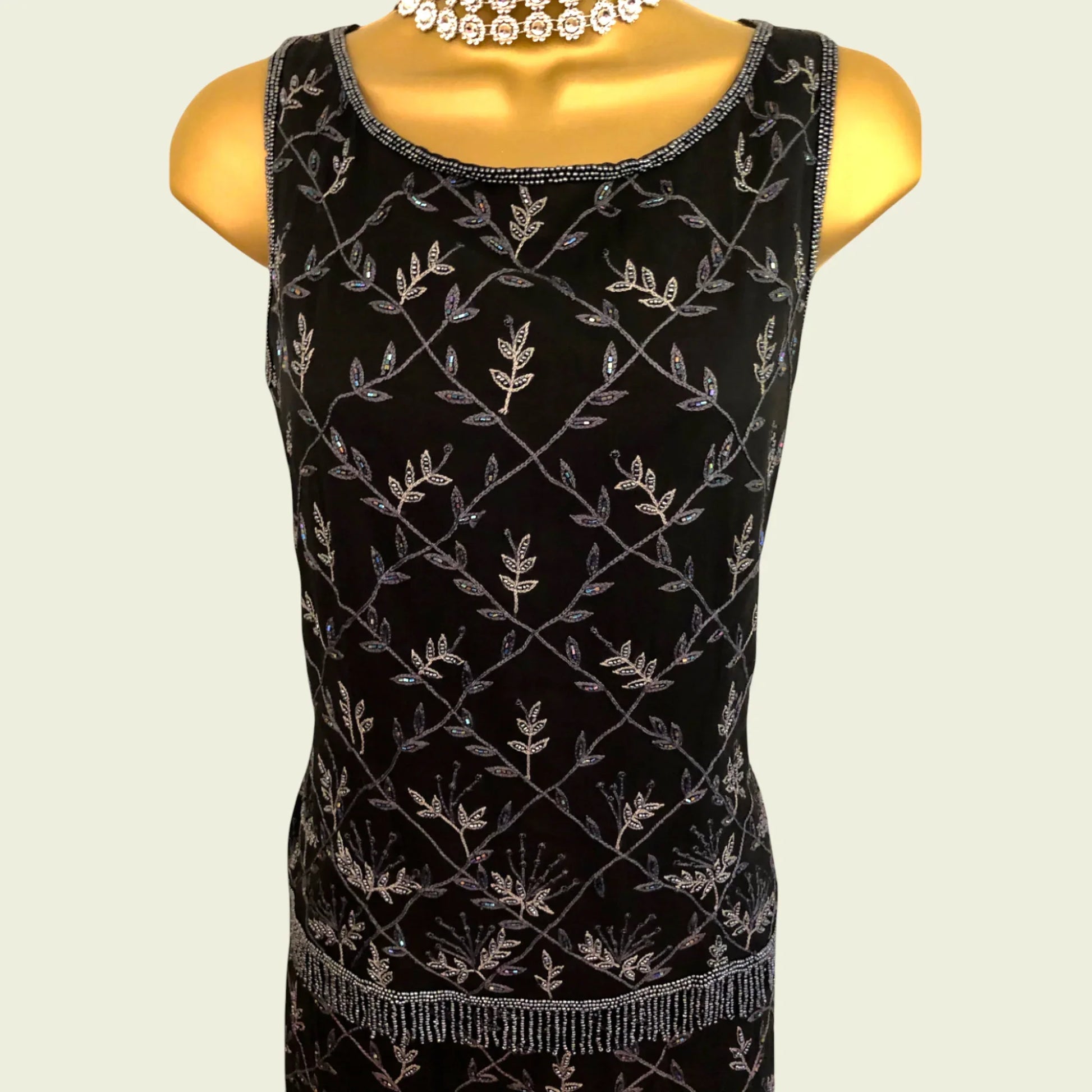 Monsoon Twilight Black Vintage Silk Beaded Skirt & Top Flapper Dress UK 10 US 6 EU 38 - Timelessfashions Monsoon Twilight Black Vintage Silk Beaded Skirt & Top Flapper Dress UK 10 US 6 EU 38 - Timelessfashions