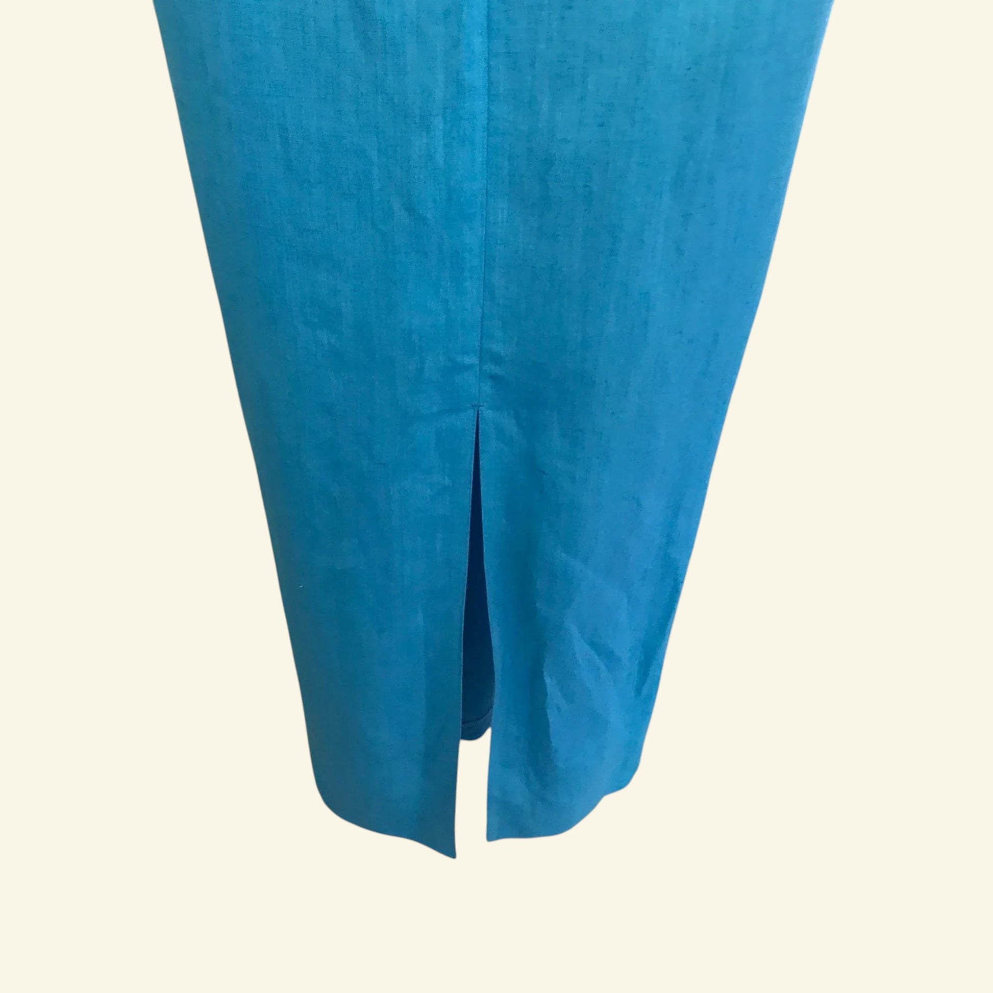 Tuzzi Long Turquoise Blue Linen & Organza Dress UK 10 - Timelessfashions