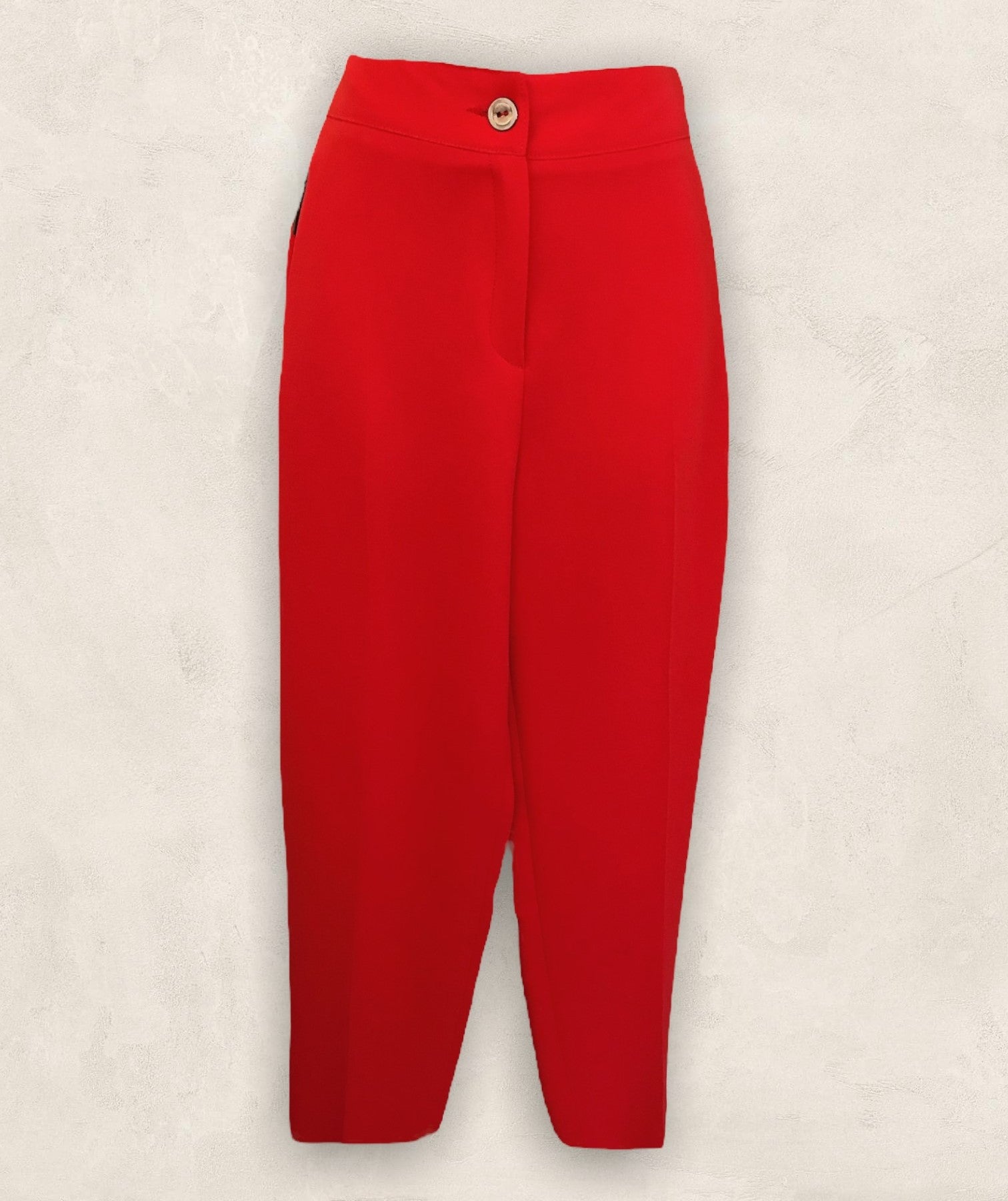 Marie Mero Red Berry Crepe Tapered Trousers UK 16 EU 44 US 12 BNWT Timeless Fashions