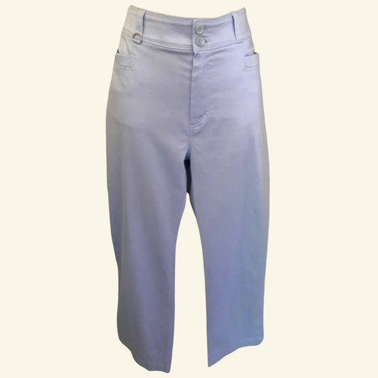 Betty Barclay Pale Blue Cotton Straight Leg Stretch Trousers UK 10 US 6 EU 38 - Timelessfashions