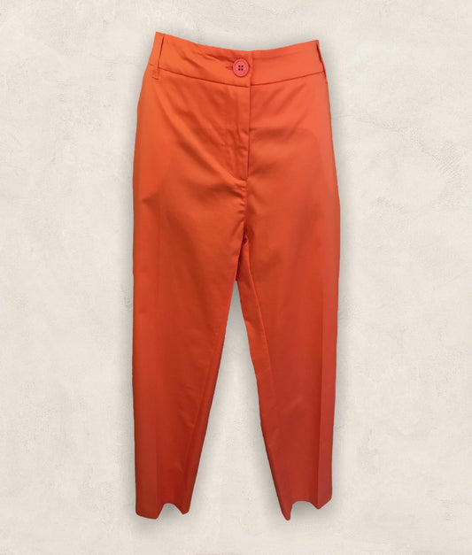 Libra Orange Cotton Summer Tapered Trousers UK 16 US 12 EU 44 Timeless Fashions
