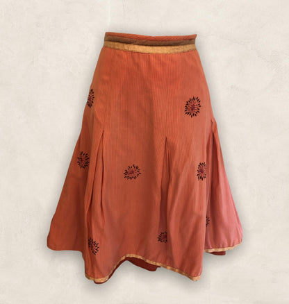 Mistral Orange Cotton Flared Skirt UK 10 US 6 EU 38 Timeless Fashions