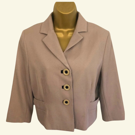 Hobbs Beige Wool Box Jacket UK 14 US 10 EU 42 - Timelessfashions