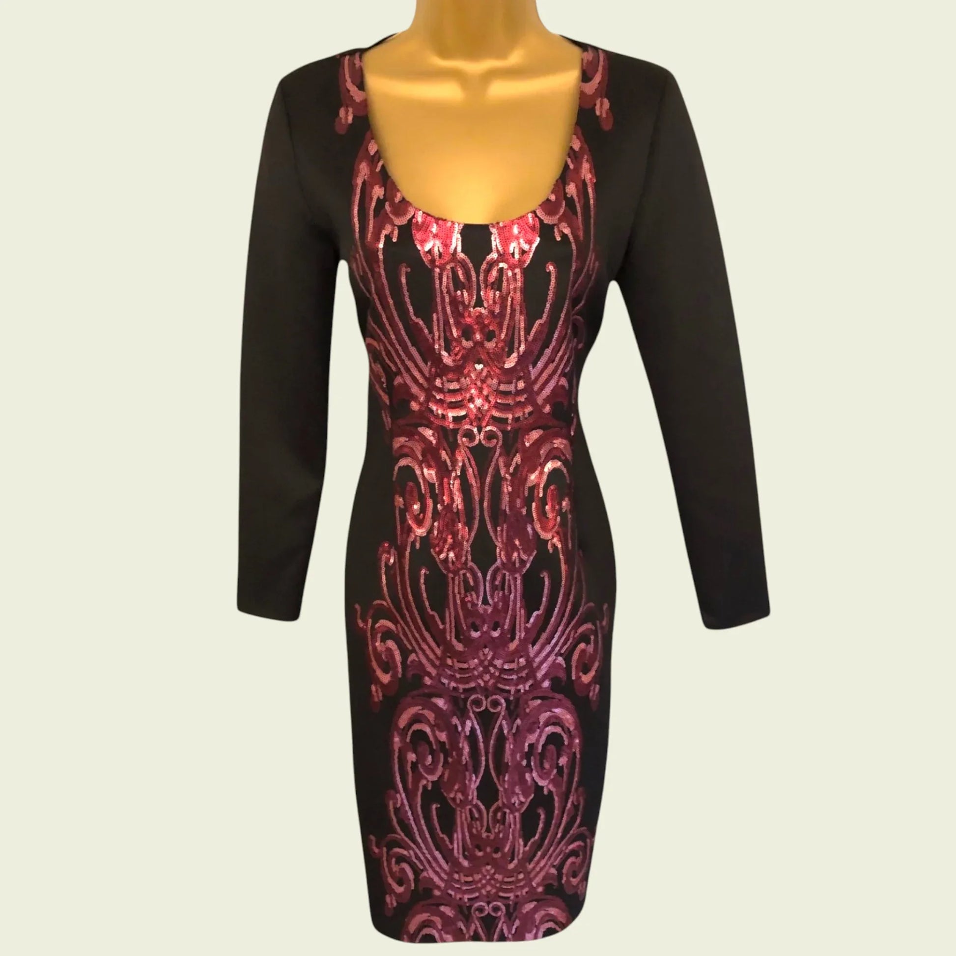 MIchaela Louisa Black & Red Sequin Silhouette Dress UK 16 US 12 EU 44 - Timelessfashions