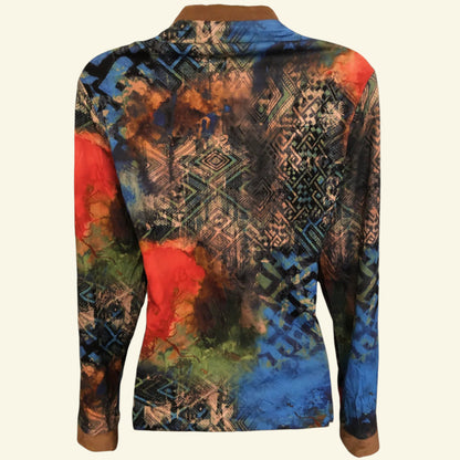 Aria Multicoloured Faux Suede Trim Zip Jacket UK 10 US 6 EU 38 - Timelessfashions