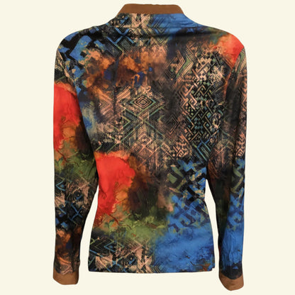 Aria Multicoloured Faux Suede Trim Zip Jacket UK 8 US 4 IT 40 - Timelessfashions