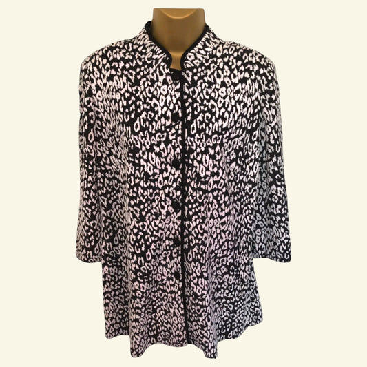 Viyella Womens Black & White Long Jacket UK 14 US 10 EU 42 - Timelessfashions